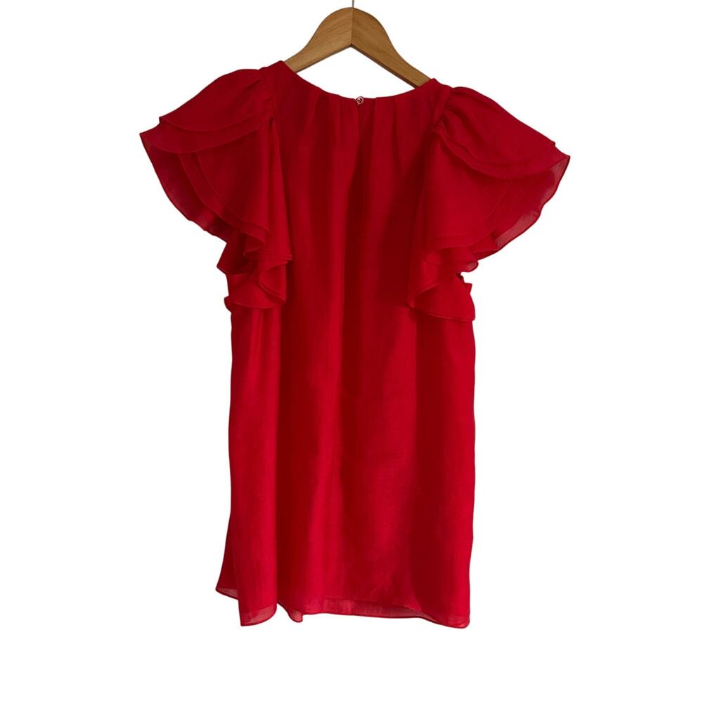 BCBGMaxazria Red Chiffon Blouse - Picture 6 of 7